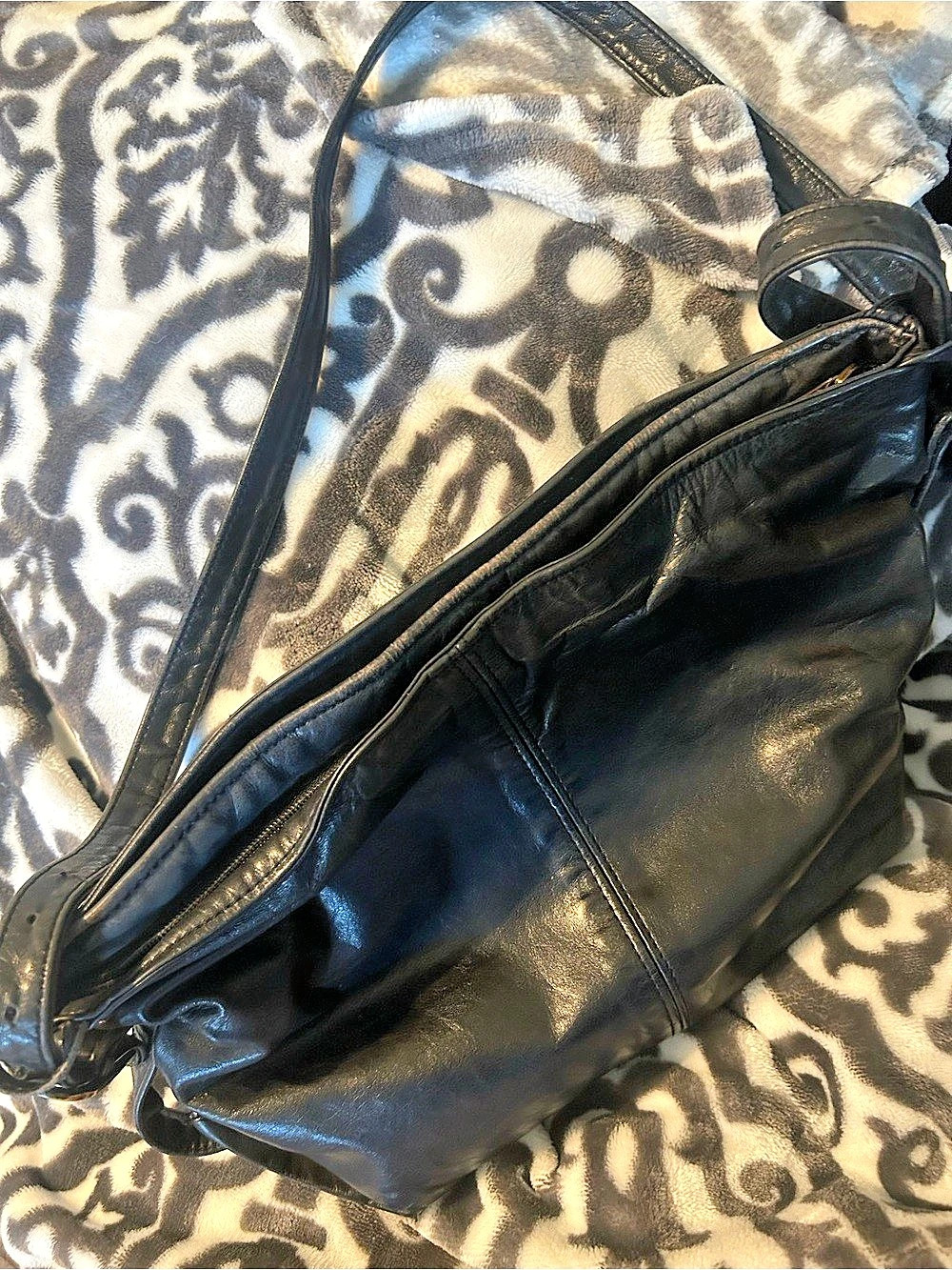Stone Mountain Black Leather Hobo Bag